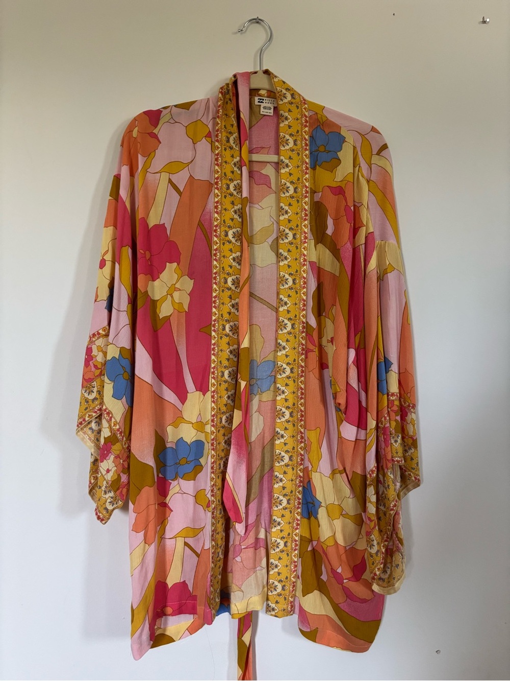 Billabong Floral Multicolor Kimono Jacket - Pink, Orange & Yellow